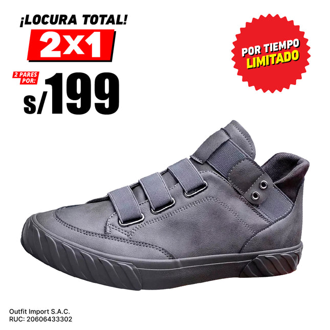 Zapatillas Hombre Pure Leather Gris Moqenko