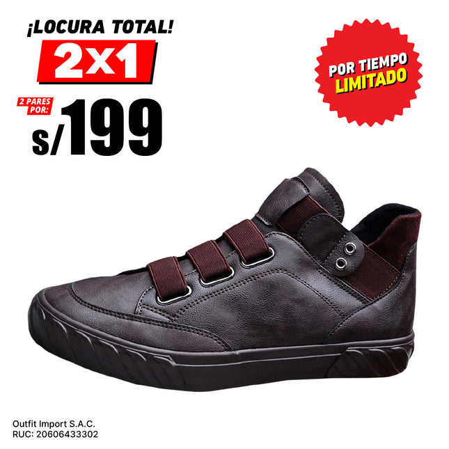 Zapatillas Hombre Pure Leather Café Moqenko