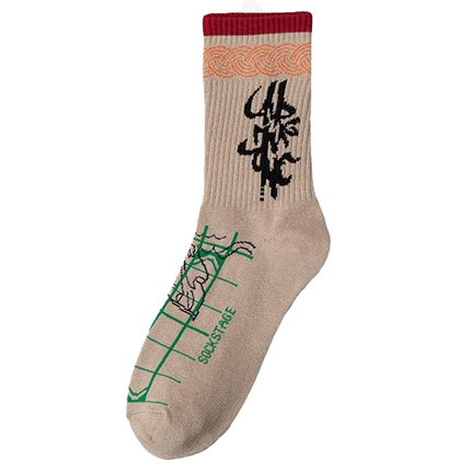 Medias estampado letras Chinas Negro