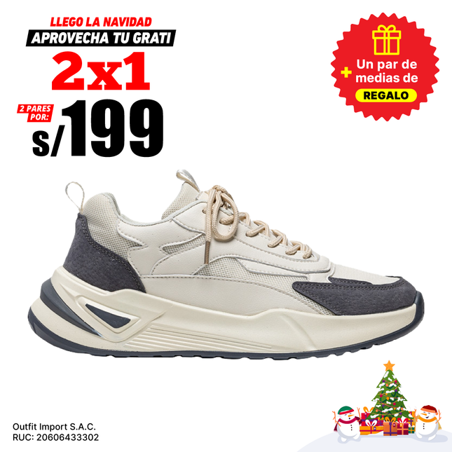 Zapatillas Hombre Praia Beige Moqenko