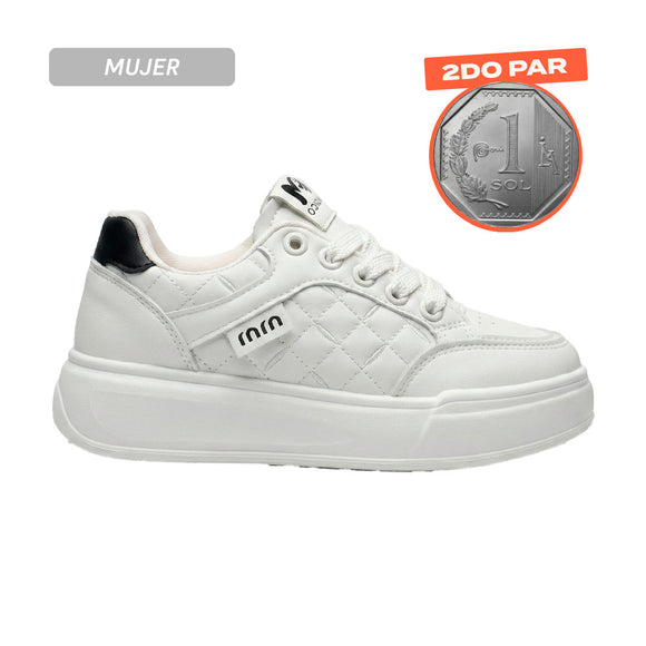 Zapatillas Mujer Beige - Negro 59k47 Moqenko