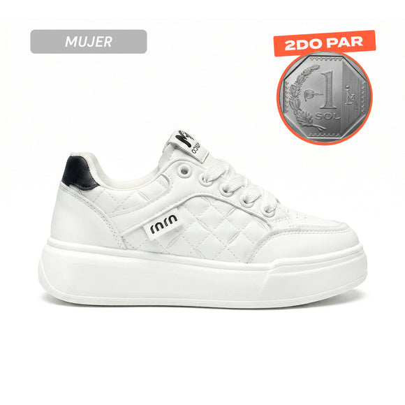 Zapatillas Mujer Beige - Negro 59k47 Moqenko